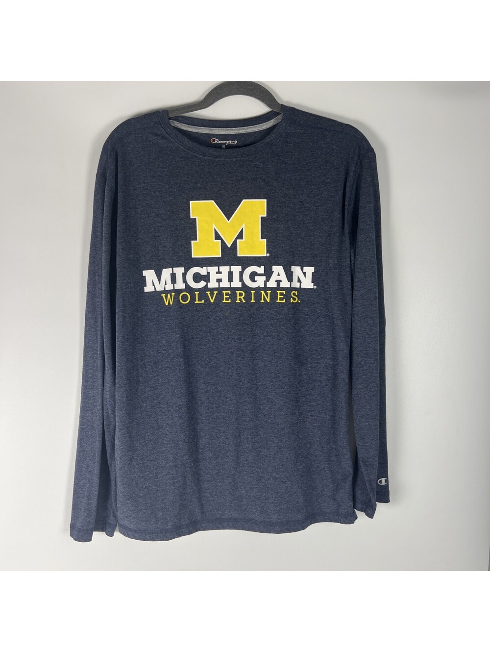 Champion-Michigan Wolverines Block “M”NAVY Long Sleeve T-Shirt-Men’s Size M